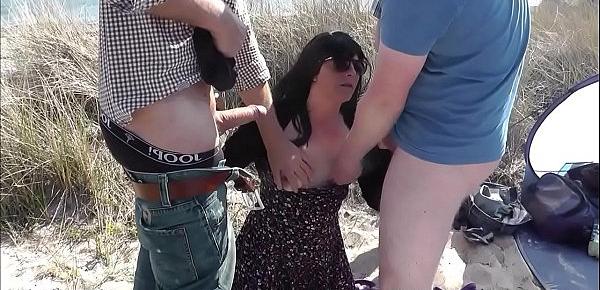  Beach gangbangs with naughty slutwife Marion